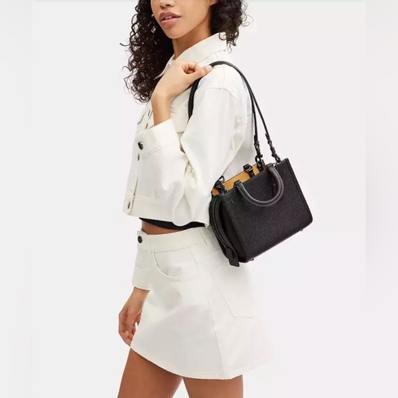 NWT Coach Rogue 20 In Colorblock Regenerative Leather (Pewter/Black) - Picture 16 of 16